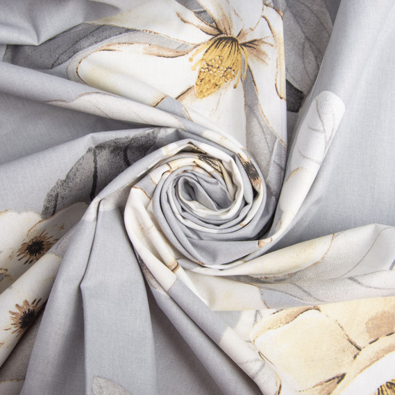 Ткань бязь ранфорс для постельного белья 2,4 м V-26915/7 Магнолія сіра, фото 1