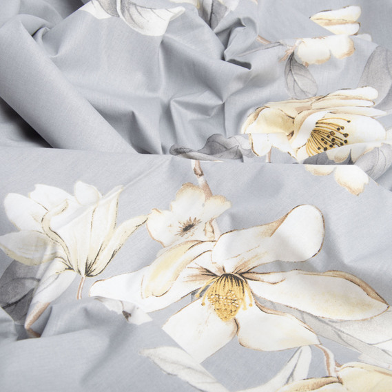 Ткань бязь ранфорс для постельного белья 2,4 м V-26915/7 Магнолія сіра, фото 2