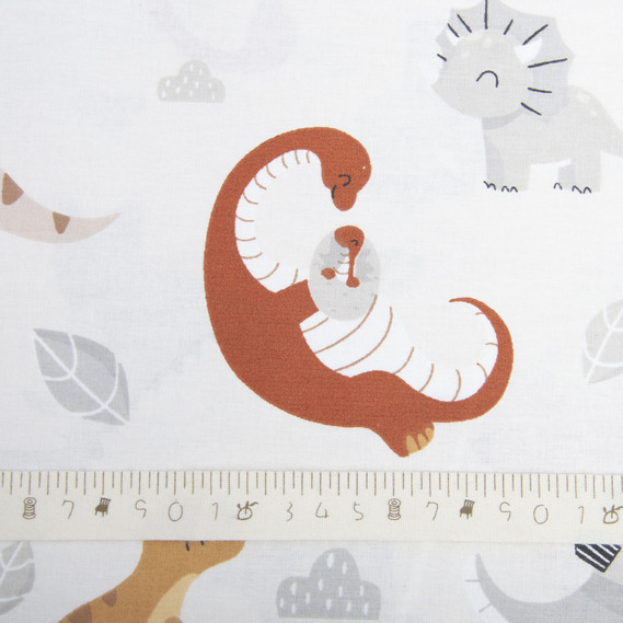 Тканина бязь ранфорс для постільної білизни 2,4 м V-26335/1 дінозавр св/беж, фото 4