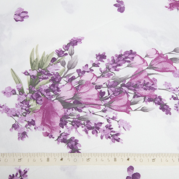 Тканина бязь ранфорс для постільної білизни 2,4 м V-25216/48 лаванда молоко, фото 4