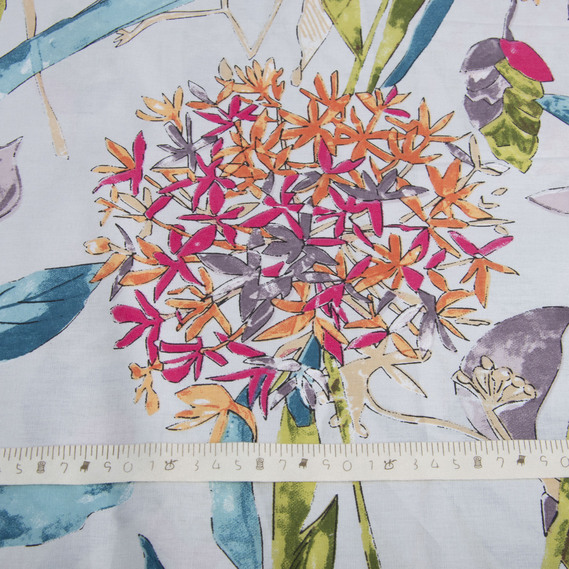 Ткань бязь ранфорс для постельного белья 2,4 м V-25078/2 флора сіра/бірюза, фото 4