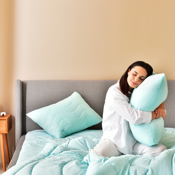 Набір постільної білизни OASIS TM IDEIA полуторний з ковдрою 140х210 см, наволочка 50х70 см та простирадло 150х220 см м`ята , фото 9