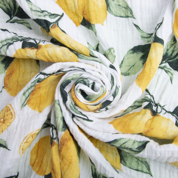 Тканина бавовняна Муслін 170 см, 120 г/м2 для суконь, блузок, спідниць, халатів, костюмів, пледів лимон, фото 1