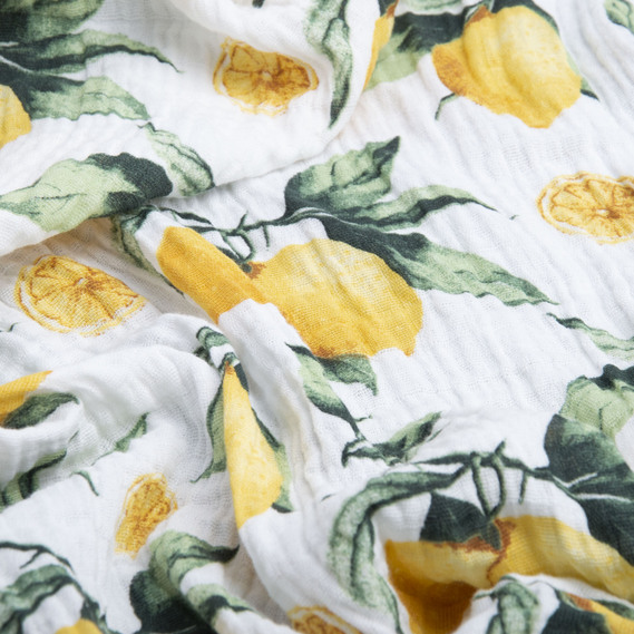 Тканина бавовняна Муслін 170 см, 120 г/м2 для суконь, блузок, спідниць, халатів, костюмів, пледів лимон, фото 2