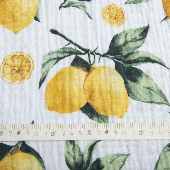 Тканина бавовняна Муслін 170 см, 120 г/м2 для суконь, блузок, спідниць, халатів, костюмів, пледів лимон, фото 4