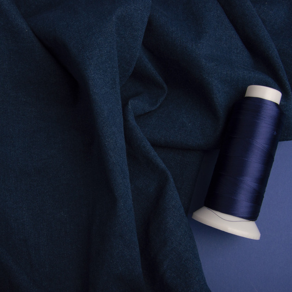 Stretch denim fabric plain т/синій, фото 3