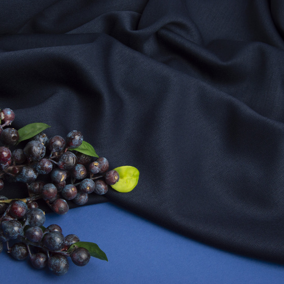 Тканина костюмна Міранда, 150 см, 322 гр/м2, для одягу, плаття, костюмів, спідниць V-7 т/синя, фото 3