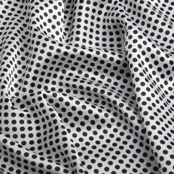 Тканина Атлас Горохи різнокольорові конфеті біло/чорні №2, фото 2