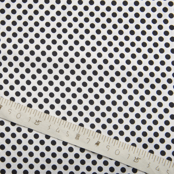 Тканина Атлас Горохи різнокольорові конфеті біло/чорні №2, фото 5