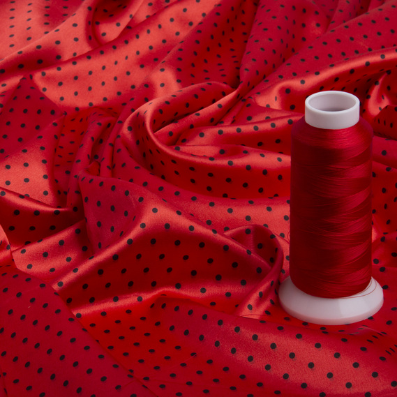 Тканина плательная атлас Горохи дріб кавун, фото 3 Тканина плательная атлас Горохи дріб кавун, фото 3