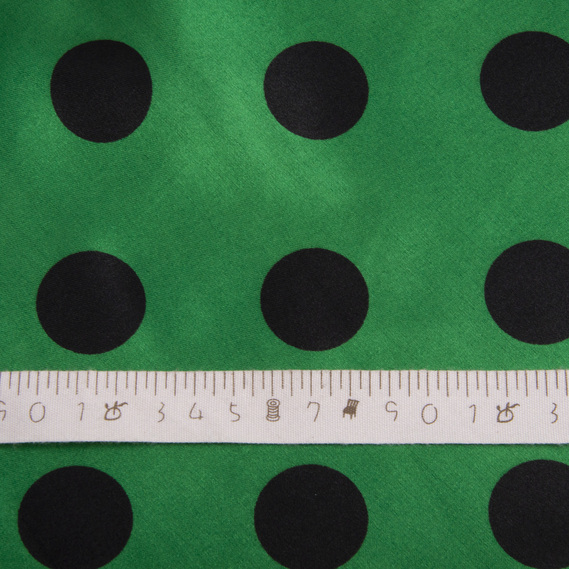 Ткань плательная атлас Горохи велик.зелений, фото 4
