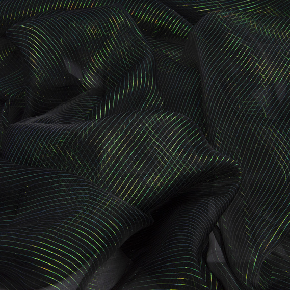 Тканина органза хамелеон смуги т/зелена, фото 2