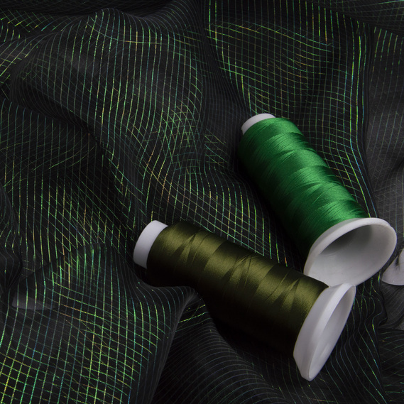 Тканина органза хамелеон смуги т/зелена, фото 3