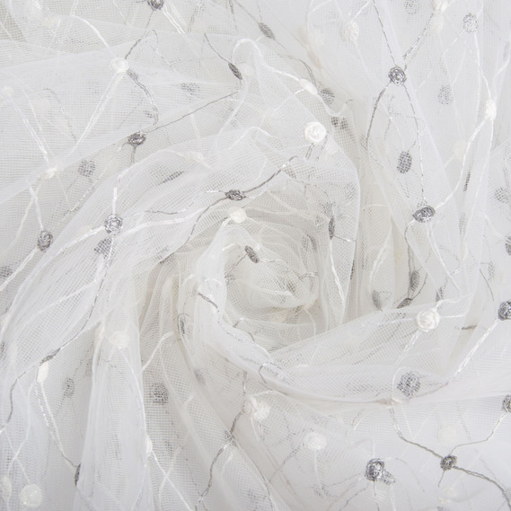 Ткань тюль фатин с вышивкой V-KRM-GRI, фото 1 Ткань тюль фатин с вышивкой V-KRM-GRI, фото 1