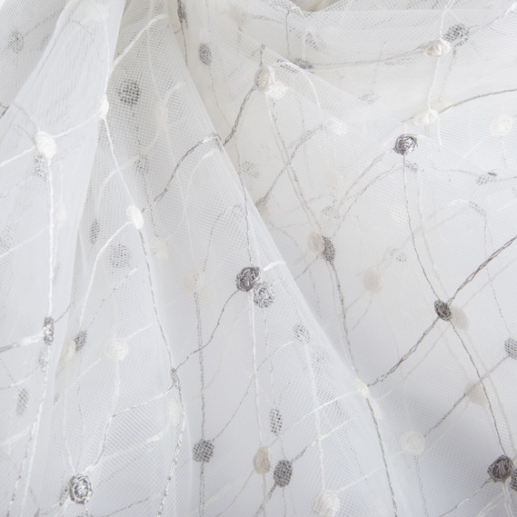 Ткань тюль фатин с вышивкой V-KRM-GRI, фото 2 Ткань тюль фатин с вышивкой V-KRM-GRI, фото 2