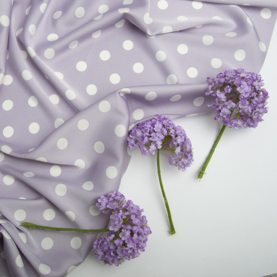 Fabric satin silk горошок сер св/бузок, фото 3 Fabric satin silk горошок сер св/бузок, фото 3