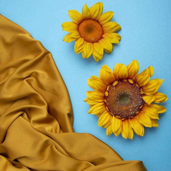 Тканина плательная атлас шовк Vanessa гірчиця, фото 3