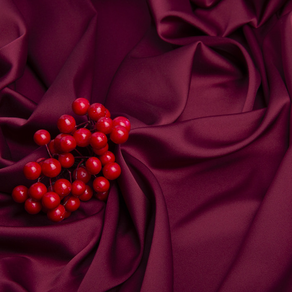 Тканина плательная атлас шовк Vanessa вишня , фото 3