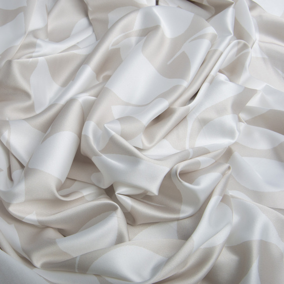 Ткань плательная атлас шелк листя св/беж, фото 2