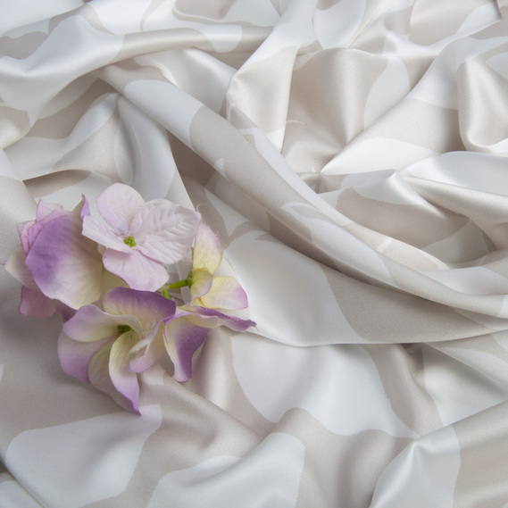 Ткань плательная атлас шелк листя св/беж, фото 3