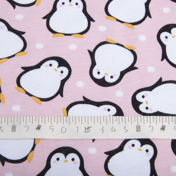 Interlock knitted fabric 190 g/m2 пінгвіни рожевий, фото 4 Interlock knitted fabric 190 g/m2 пінгвіни рожевий, фото 4