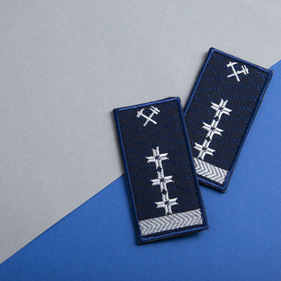 Velcro Patch Ukrzaliznytsia Shoulder Board Middle Management 3 Insignia 5x10 cm, фото 3