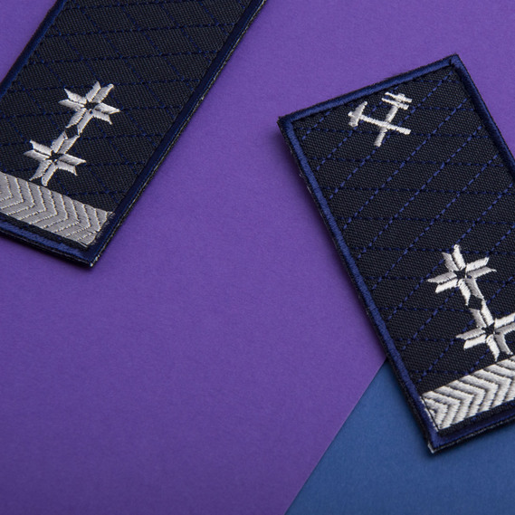 Шеврон на липучке Укрзалізниця Погон Средний руководящий состав 2 отличия 5х10 см, фото 4