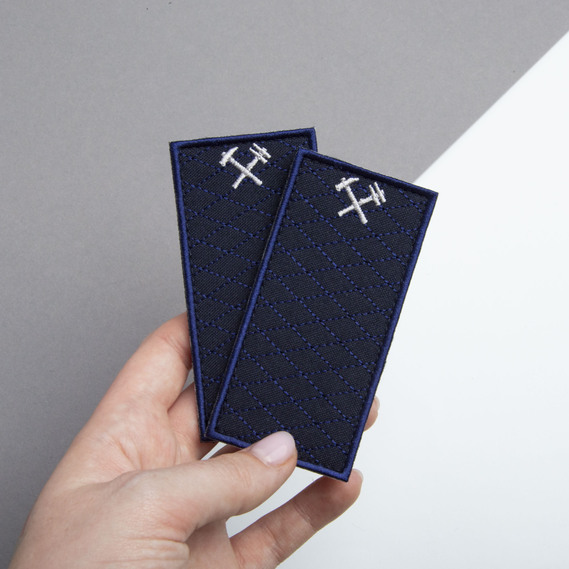 Шеврон на липучці Укрзалізниця Погон Молодший склад, вишитий патч 5х10 см, фото 2