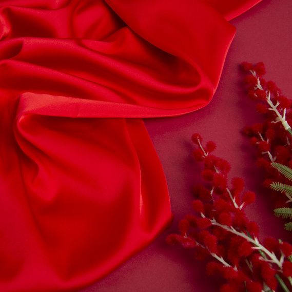 Ткань плательная атлас шелк Vanessa червоний, фото 3