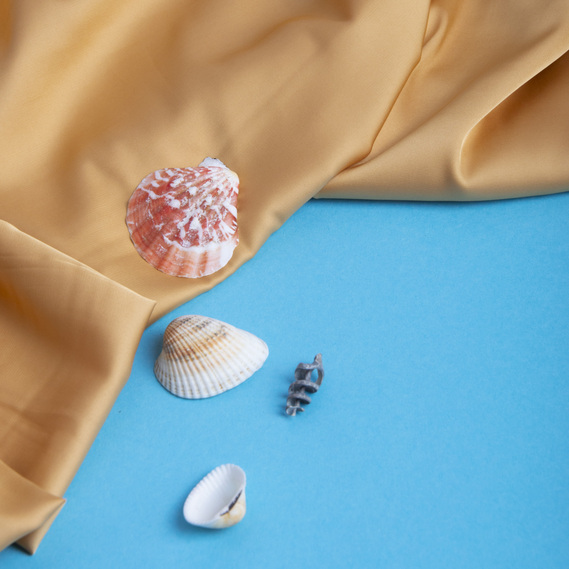 Ткань плательная атлас шелк Vanessa зол пісок, фото 3