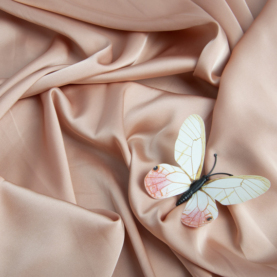 Тканина плательная атлас шовк Vanessa т/персик, фото 3