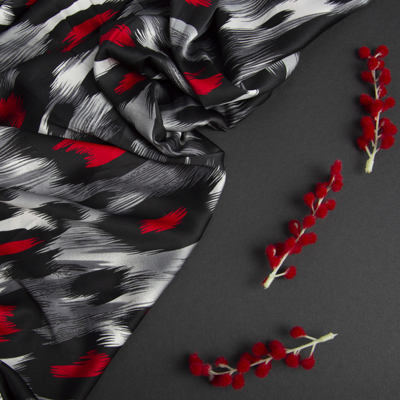 Ткань плательная атлас шелк Агния червона, фото 3