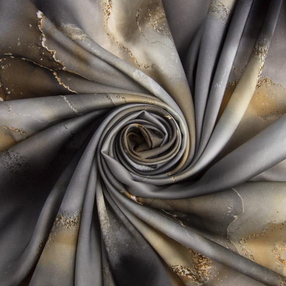 Тканина плательная атлас шовк стрейч сірий, фото 1