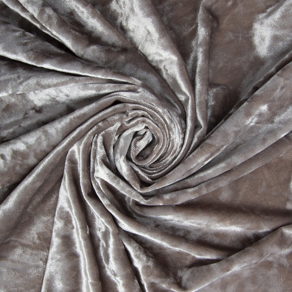 Тканина Оксамит стрейч однотонний Li, тканина костюмна, платтяна оксамитова, велюр V-41 беж/сірий, фото 1