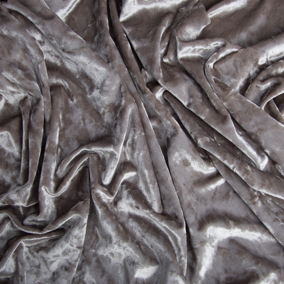 Тканина Оксамит стрейч однотонний Li, тканина костюмна, платтяна оксамитова, велюр V-41 беж/сірий, фото 2