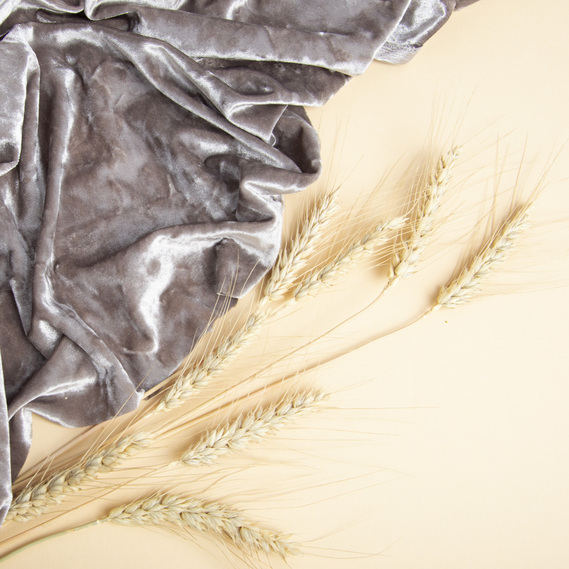 Тканина Оксамит стрейч однотонний Li, тканина костюмна, платтяна оксамитова, велюр V-41 беж/сірий, фото 3