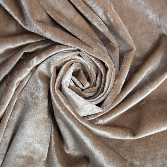 Тканина Оксамит стрейч однотонний Li, тканина костюмна, платтяна оксамитова, велюр св/капучіно, фото 1