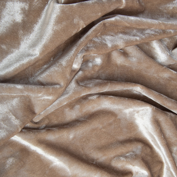 Тканина Оксамит стрейч однотонний Li, тканина костюмна, платтяна оксамитова, велюр св/капучіно, фото 2
