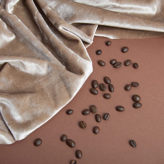 Тканина Оксамит стрейч однотонний Li, тканина костюмна, платтяна оксамитова, велюр св/капучіно, фото 3