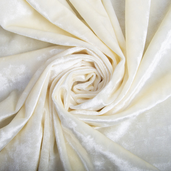 Тканина Оксамит стрейч однотонний Li, тканина костюмна, платтяна оксамитова, велюр ваніль , фото 1