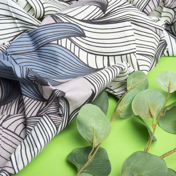 Тканина бязь ранфорс для постільної білизни 2,4 м флора папороть, фото 4