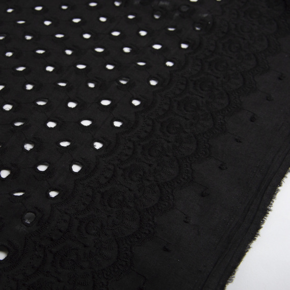 Ткань батист прошва натуральная хлопок 130 см, 120 г/м2, для рубашек, платьев, детской одежды Аделіна чорний, фото 3