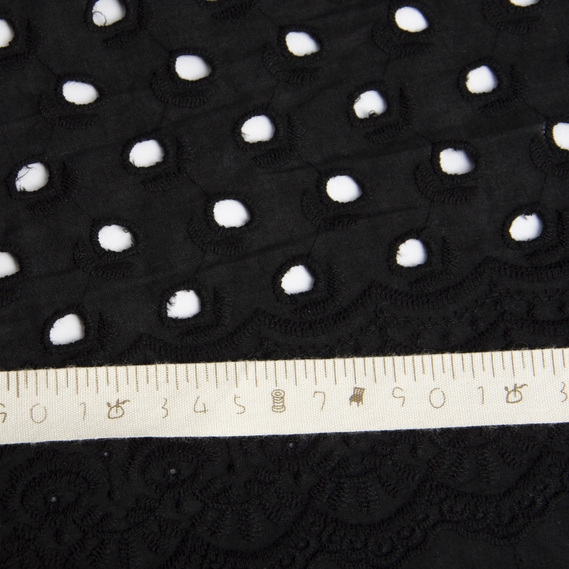 Ткань батист прошва натуральная хлопок 130 см, 120 г/м2, для рубашек, платьев, детской одежды Аделіна чорний, фото 5