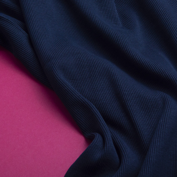 Тканина трикотажне полотно Кашкорсе 300 г/м2 т/синє, фото 4