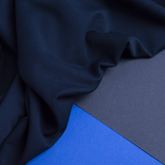 Тканина трикотаж двонитка щіл.230 г/м2 т/синій, фото 3