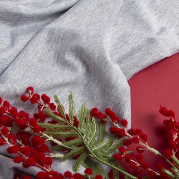 Ткань трикотаж двухнитка пл.230 г/м2 св.сірий/меланж, фото 3