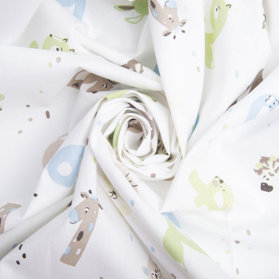 Тканина бязь ранфорс для постільної білизни 2,4 м V-7 23670 1 цифри беж салат, фото 1