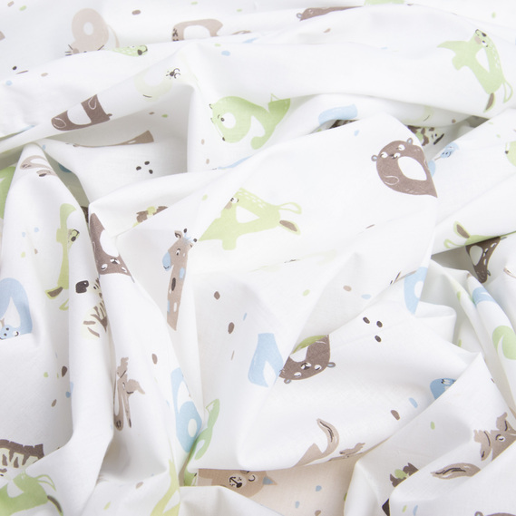 Тканина бязь ранфорс для постільної білизни 2,4 м V-7 23670 1 цифри беж салат, фото 2