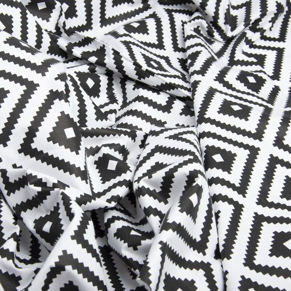 Тканина бязь ранфорс для постільної білизни 2,4 м V-G2896 2 ромб біло чорний, фото 2