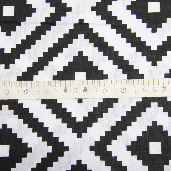 Тканина бязь ранфорс для постільної білизни 2,4 м V-G2896 2 ромб біло чорний, фото 4